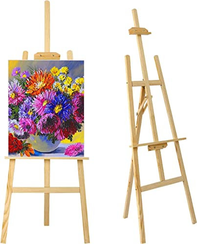 Supernic 5ft Easel Stand for Wedding,Wooden Easel Stand for Painting,Pine Studio Easel Stand, Display, and Wedding Signs Adjustable Art Easel