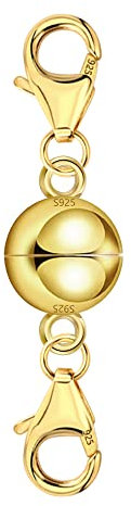 ALEXCRAFTGold Magnetverschluss Doppel Karabinerverschluss, 14k Vergoldet Kettenverschluss Groß für Halskette Armbänder Verbindungsschnallen, Sterling Silber 925 Gold Magnetverschluss Schmuckherstellun