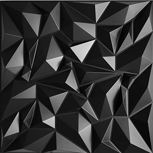 Eurodeco 20 Stück - 5 m² 3D Paneele PVC Kunststoffpaneele 50cm x 50cm Wandpaneele Gaming Zimmer Wand Decke 3D Optik Mirror Black PVC 3D Platten