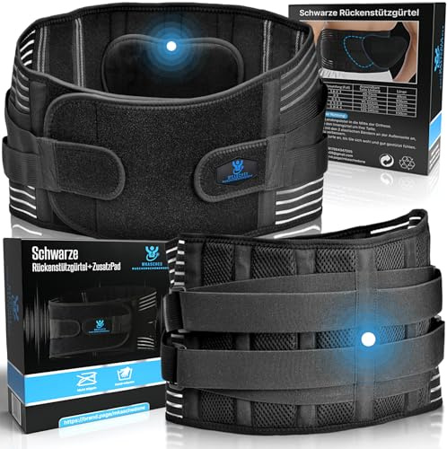MKASCHED Ceinture de soutien dorsale noire pour Hommes et Femmes,Ceinture abdominale,Bandage dorsal,Ceinture Rénal,Soulagement des douleurs dorsale-coussin lombaire supplémentaire en bonus