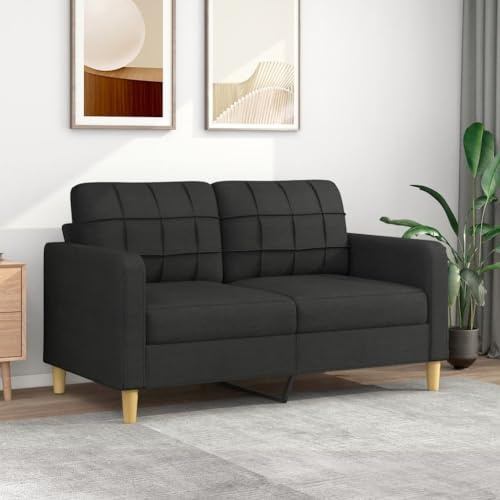Willood Sofá de 2 plazas de Tela Negro 140 cm