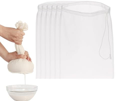 UYVPAER 6 Pcs Fromage En Tissu Pour Égoutter, Fromage, Lait De Noix, Sac À Fromage Pour Lait De Noix, Passoire, Fruits, Tofu, Jus, Café, (20 X 30 Cm)