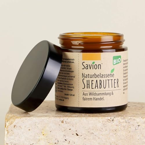 Savion Naturbelassene Sheabutter | Bio & Fairtrade | Für Haut & Haar | Karitébutter pur | Sheabutter 100% natürlich (120 ml)
