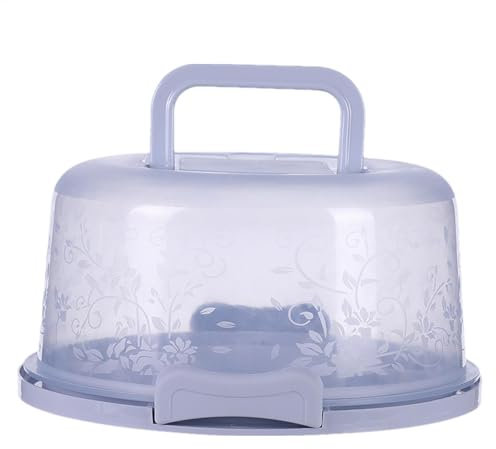 Large Round Storage Container with Lid and Handle - Sturdy Transparent Cake Box for Transport - Portable Dessert and Sandwich Holder