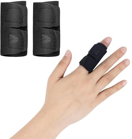 Fingerskydd sport fingerstöd 2 stycken fingerstabilisator med justerbar fästrem för sportskador artritsmärtor fingerbandage mjuk fingerskena neopren fingerstöd
