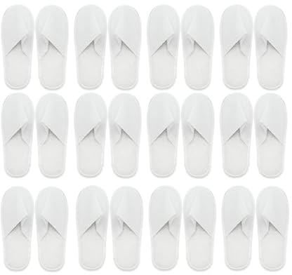 12 pares de zapatillas para hotel, zapatillas casa invitados, zapatillas de viaje, prácticas y de invitados, color blanco, antideslizante, tamaño aprox. 38-42, ligero y ahorra espacio, Talla única