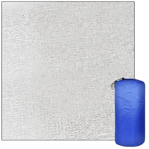 Naapesi 200 x 200cm Materassino Isolante in Alluminio, Stuoia di sonno per il campeggio Stuoia di alluminio Portatile Isolante Pieghevole Mat, Tappetino da Tenda per Giardino Campeggio Picnic (2*2m)