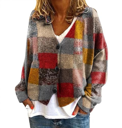 Générique Femme Cardigan Manches Longues En Tricot Estival Gilets Veste Grande Taille Blouson Ouvert Sur Le Devant Épaisse Manteau Décontracté Pull Vintage Chic Et Elegant Mode Sweater