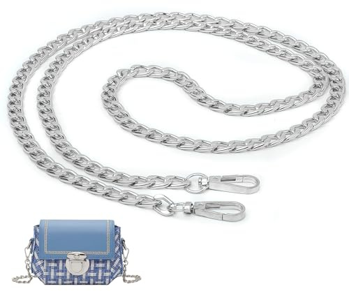 PetGlimmer Cadena Bolso Plata 120 cm, Metal Correas de Hombro