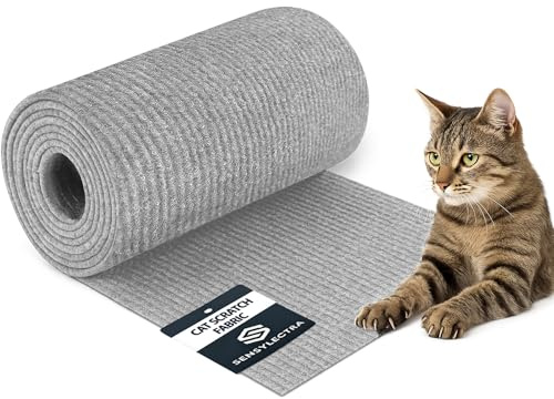 Självhäftande klösmatta för katt, självhäftande klösskyddsmatta, självhäftande klösvägg för gör-det-själv, soffa, vägg, kattleksak (ljusgrå, 200 x 40 cm)