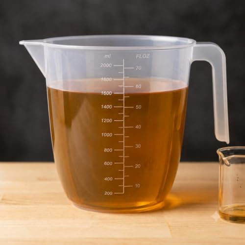 (Pack of 2) AaH1 2L Plastic Measuring Jug – Clear Marking Measuring Cup with Easy-Read Graduations, Ergonomic Handle & Pouring Spout – Lightweight, Durable, BPA Free, Dishwasher Safe Kitchen Jug