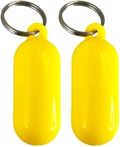 Mooff Lot de 2 porte-clés flottants pour sports nautiques - Haute visibilité - Jaune - Flottant - Design durable pour bateau, kayak et surf