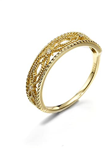 Kvinnors förlovningsring, kvinnor 14K/18K Vintage Ring Tom Vit Runda diamantringar raka