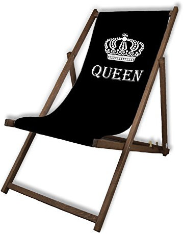MultiBrands® Liegestuhl, Holz, ohne Armlehne, mit dunkler Lasur, klappbar, Queen