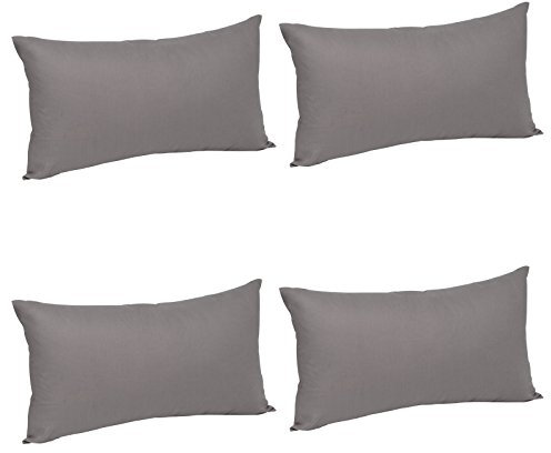 WOLTU® 4X Kissenbezug Kissenhülle 100% Baumwolle mit Reissverschluss, 4er Set Sofakissen Dekokissen Kopfkissen Hülle Bezüge Bezug, 30x40 cm, Dunkel Grau