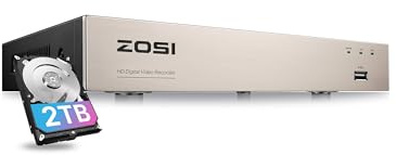 ZOSI 8CH 1080P Home Security DVR with 2TB HDD,AI Human/Vehicle Detection,Remote Access,Alert Push,H.265+ Hybrid 4-in-1 Wired Surveillance DVR for HD-TVI, CVI, CVBS, AHD 960H/720P/1080P CCTV Cameras