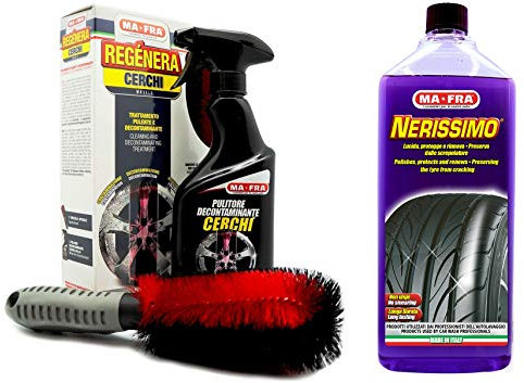 HT Hitopseller® Kit MAFRA Rigenera Cerchi e Nerissimo per la Pulizia e lucidatura delle gomme e dei Cerchi Auto