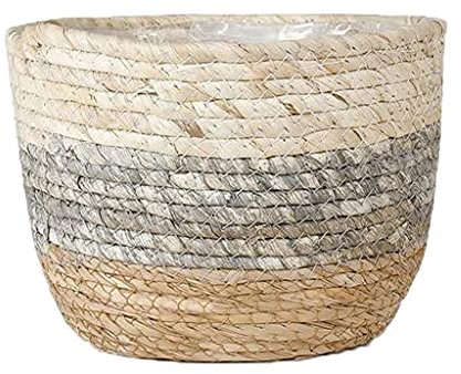 S-TROUBLE Cesta de Maceta Redonda en Maceta para Plantas Cesta de Plantas Tejida a Mano Macetero Interior Macetas de Plantas Tejidas Plantas Decorativas para Exteriores Suministros de jardinería