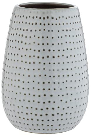 Wenko Bicchiere porta spazzolini Bellante in ceramica di qualità, smaltata con puntini, complemento da bagno per accessori della pulizia dei denti (L/P x A): Ø 8 x 12 cm, azzurro