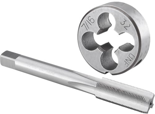 Burkit 7/16-32 UN Tap and Die Set Right Hand, 7/16 x 32 UN Machine Thread Tap and Round Die
