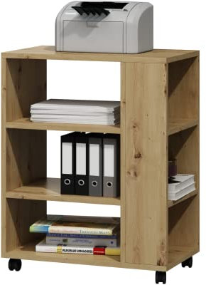 MATKAM Multifunktionaler Druckertisch mit Rollen, B60 x H74 x T40 cm, belastbar bis zu 65 kg (Artisan Eiche)