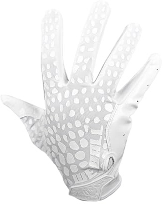 We Ball Sports Hypr-Grip Football Gloves, Men’s Sticky Silicone Palm Receiver Gloves, White (L)