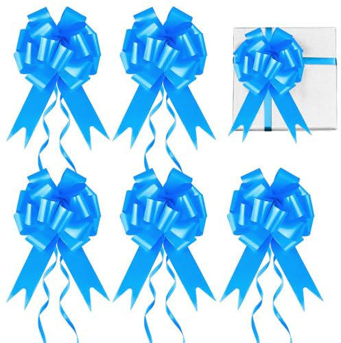 Prmape 30 Pcs Geschenkschleife Blau, Schleife Hochzeit Geschenk, Auto Schleifen für Hochzeit, Zugband Polyband Dekoschleife für Hochzeit Geburtstage Geschenkverpackung Auto Deko Tüten Zuckertüten