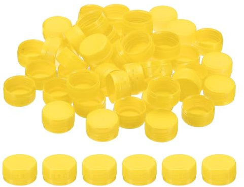 PATIKIL Tappi di Bottiglia Plastica da 1.2 Pollici per Artigianato, 200Pz Tappi a Vite Riutilizzabili per Bottiglie Vuote per Decorazioni Fai da Te, Giallo