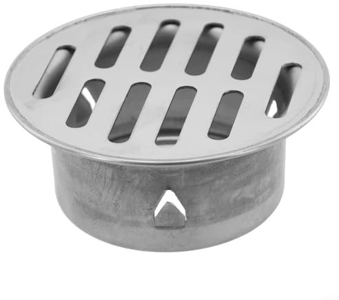 Eawfgtuw Scarico a pavimento, scarico a pavimento in acciaio inox anti-bloccaggio, griglia rotonda da 50 mm a 200 mm, per lavelli, balcone, patio, per tubi di drenaggio esterni e tubi di scarico (Ø63