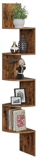 VASIHO Eckregal, Standregal, Bücherregal mit 5 Ebenen, Leiterregal, Aufbewahrungsregal, Pflanzenregal für Küche, Wohnzimmer, Industrial-Design, Büro JSJ003F