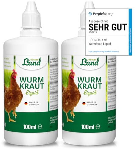 TESTURTEIL SEHR GUT 2026 HÜHNER Land Wurmkraut Liquid 2 x 100 ml – für Hühner & Geflügel, mit echtem Wurmkraut (Artemisia Absinthium) in rezepturbasierter Pflanzenformel, geeignet für Hühner