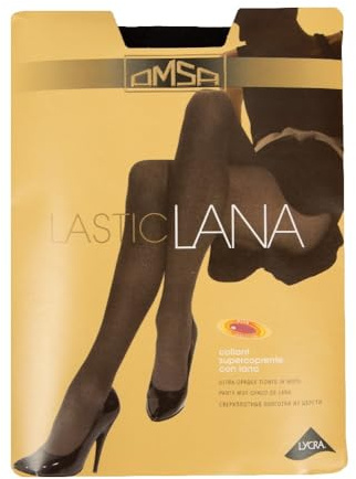 Omsa Collant donna supercoprente con lana corpino tutto nudo cuciture confort e tassello articolo 298 LASTICLANA, Nero, 3M- I-F 3M - E M - D 42/44 - GB 36-42