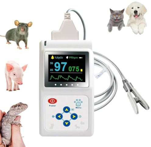 Veterinär pulsoximeter, handhållen digital djurpulsoximeterutrustning för hundar och katter, tungsond, lättanvänd och noggrann monitor