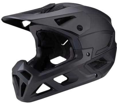F Fityle Casco de Bicicleta para Hombre y Mujer, Transpirable, con mentonera Desmontable, Ligero, Accesorio de Ciclismo, Negro