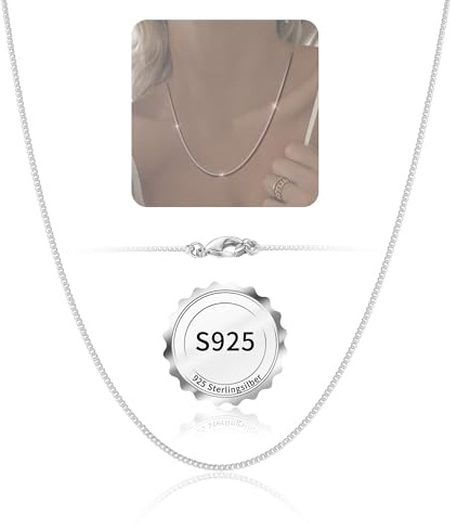 vidonio Kette Silber 925 Damen Ohne Anhänger, Verstellbare Halskette Damen Silber 925 mit Länge(47cm+5cm), Wasserfeste 1,5mm Feine Ankerkette, Eleganter Sterling Schmuck Geschenk für Frauen Mädchen
