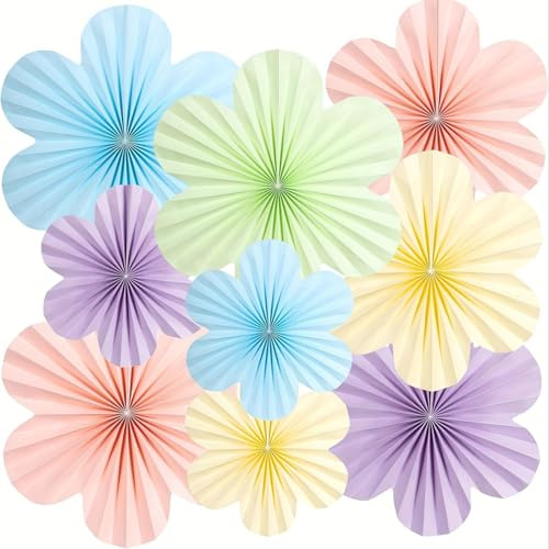 Kaizuca 9 Pezzi Fiori di Carta da Appendere, Decorazioni Colorate per Compleanni, Matrimoni, Feste in Giardino, Baby Shower, Decorazioni da Parete