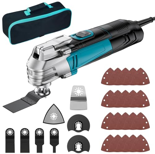 Utensile Multifunzione Oscillante con 23 Accessori, 300W Multiutensile Oscillante con 10000-22000 giri/min 6 Velocità Variabile, 3° Angolo di Oscillazione Multimaster Multitool