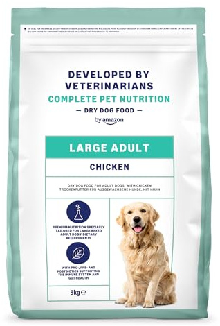by Amazon Alimento seco prémium para Perros Adultos, Pollo Grande, 3 kg, 1 Paquete
