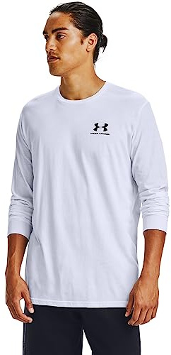 Under Armour Men's Sportstyle Left Chest Long-Sleeve T-Shirt, (100) White / / Black, X-Large