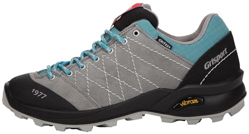 Grisport Scarpa bassa outdoor in vera pelle con lacci Tundra Vesuvio antracite/turchese, grigio., 41 EU