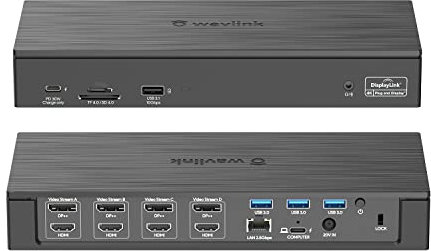 WAVLINK 18-in-1 Laptop Docking Station, 5K Quadruple Display Laptop Dock(Thunderbolt 3) with 4 DP, 4 HDMI, 2.5G Ethernet,100W PD(Host),3 USB3.0, USB3.1, SD/TF, Audio/Mic,USB-C(PD30W),for Mac&Windows
