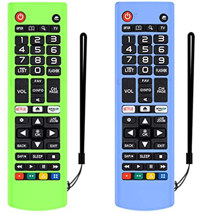 AIYAAIYA Juego de 2 Fundas Protectoras de Silicona para LG AKB75095307 AKB75375604 AKB74915305 Control Remoto, Anti-perdida para Mando a Distancia LG Smart TV (Resplandor Azul + Resplandor Verde)