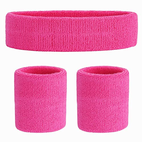 Sweat Bands and Wristbands - 3 Pcs Men Women SweatBands for Head & Wrist, Absorbent For Gym Sports Tennis Running - Wrist Sweatband - Sport Sweatband