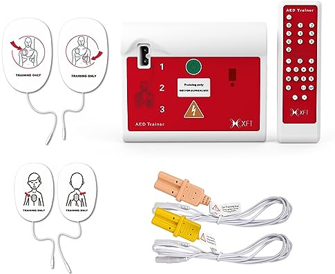 Défibrillateur de Formation - Appareil d'Entraînement de Défibrillateurs, 10 Scénarios Différents, Instructions Vocales en Français/Anglais avec Télécommande pour Formateur Défibrillateur (XFT-120C)