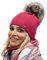 Alur Mütze Damen Beanie Wintermütze Strickmütze mit Bommel - Warme Elastisch Elegant Winter Mütze EKO Bommelmütze - Weiches Garn Stilvoll Universell Warm (Fuchsie)