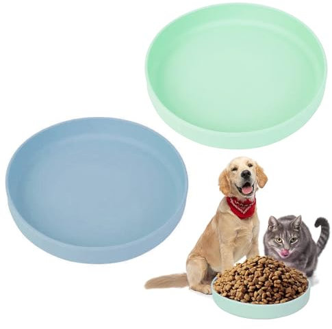 GIGIIS Futternapf für Katzen Silikon 2 Stück Katzennapf Flach Futterschale Katzen Schüssel für Trocken und Nassfutter Trinkschale für Katzen, Kleinen Hund, Igel, Hasen(Grün und Blau)