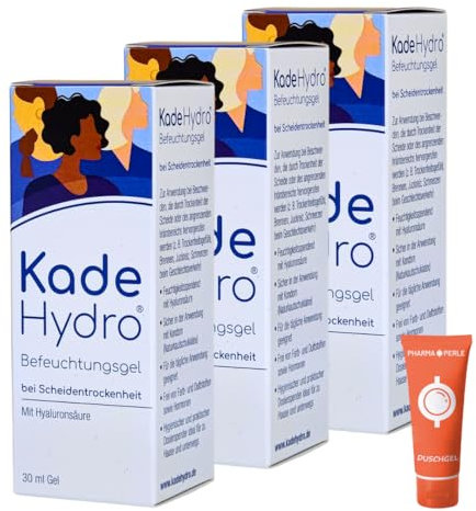 KadeHydro Befeuchtungsgel mit Hyaluronsäure 3x 30 ml I Zur Pflege der Intimzone bei Scheidentrockenheit I Hormonfrei I Spar-Set plus Pharma Perle give-away