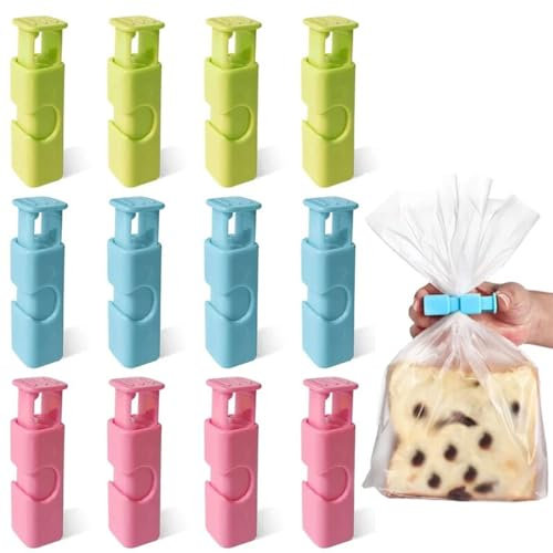 LEEQ 12 pcs Verschlussclips für Beutel - Beutelclips für Lebensmittel Clips Dichtungsclips Verschlussklammern für Tüten Tütenclips für Versiegeln von Lebensmitteln Snacks Kaffee(6.2 * 1.2cm)