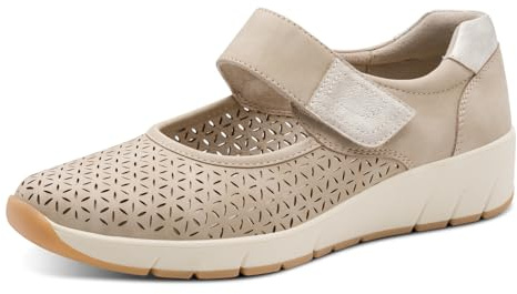 Jana Chaussures Basses Femme avec Fermeture Velcro Vegan, Taupe, 39 EU