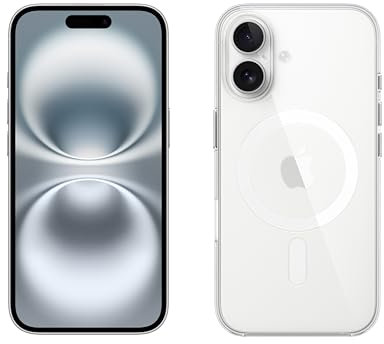 Apple iPhone 16 128GB: 5G Mobile phone with Apple Intelligence - White + Clear Case with MagSafe